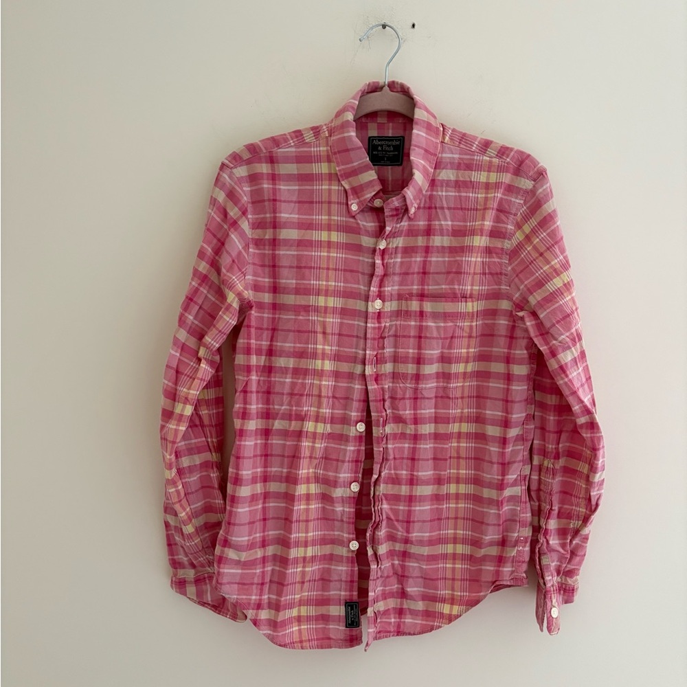 Abercrombie & Fitch Pink and White Plaid Shirt